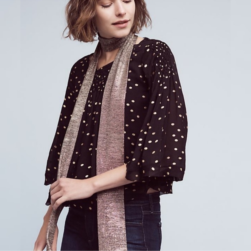 Anthropologie Floreat Everafter Gold Dot Blouse Size Small